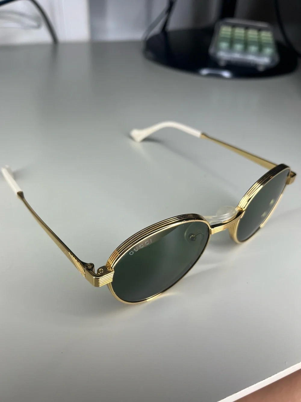 Gucci Gold Frame Dark Green Lens Sunglasses